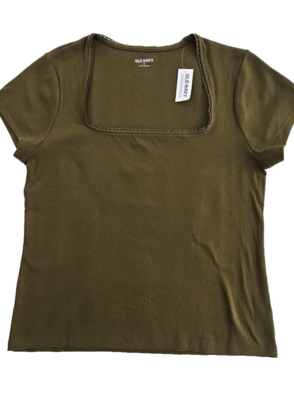 Old Navy Scoop Neck Knit Shirt Womens XLarge Hunter Green NEW Stretch NWT